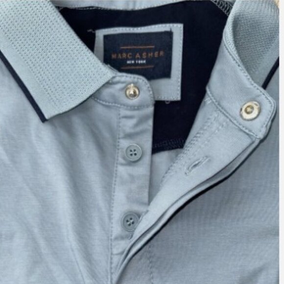 NEW Marc Asher Men’s Contrast Tipped Design Polo Shirt Blue Men's Size XL Golf - Picture 7 of 10